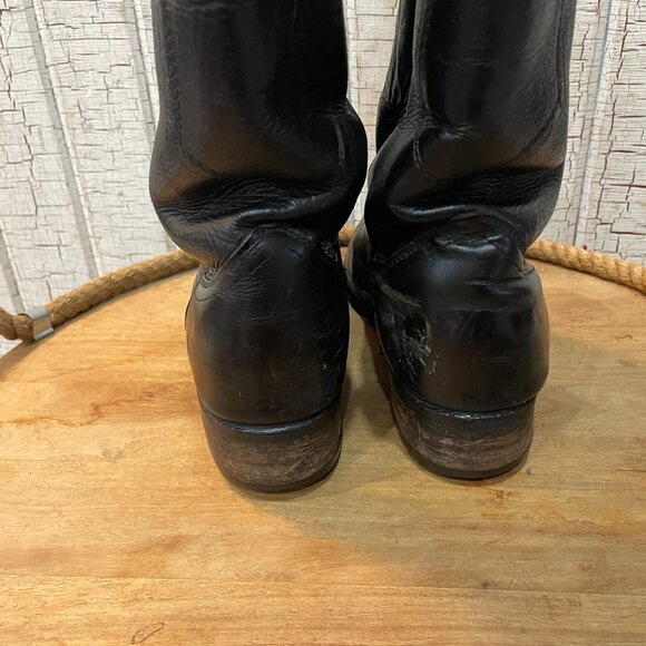 Vintage 60's Custom Cowboy Western Black Leather Boots 10 - Picture 3 of 5